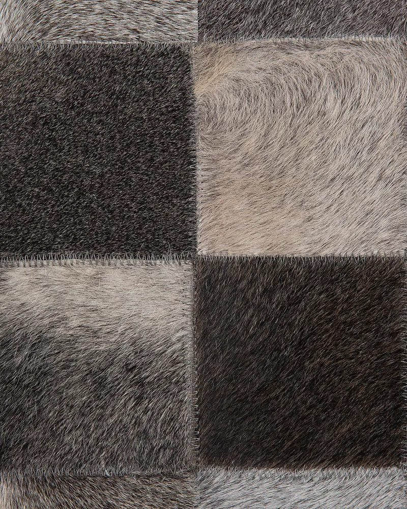 Round Cowhide Area Rug ⌀ 140 cm Grey BERGAMA