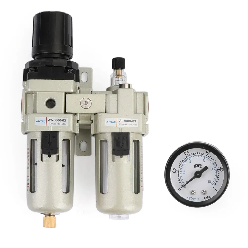 3/8" Filtro de compressor de ar, separador de óleo e água, ferramentas de armadilha com regulador e medidor