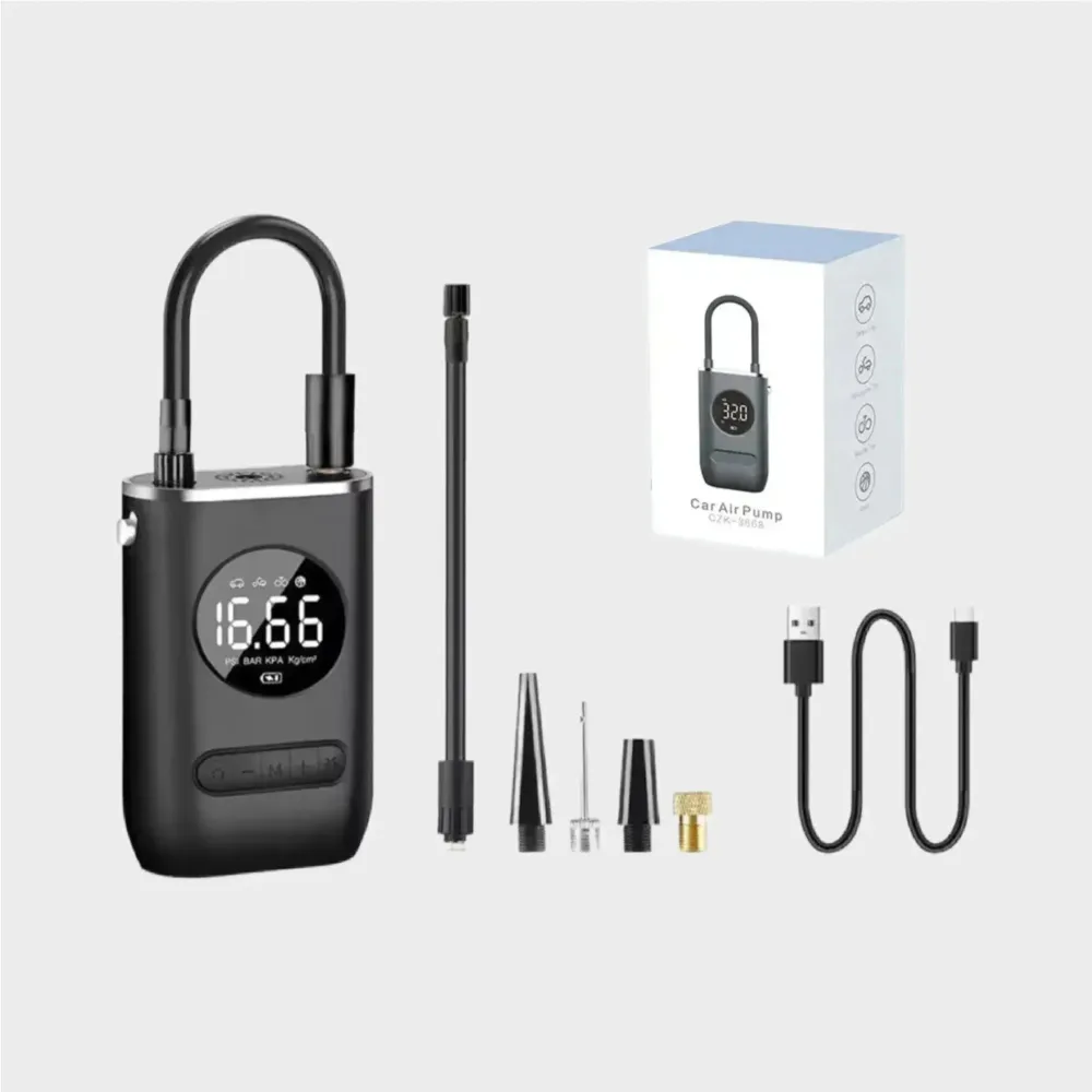 Bomba Elétrica Bateria para Bicicleta e Automóvel – Compressor 10 Bar com LCD