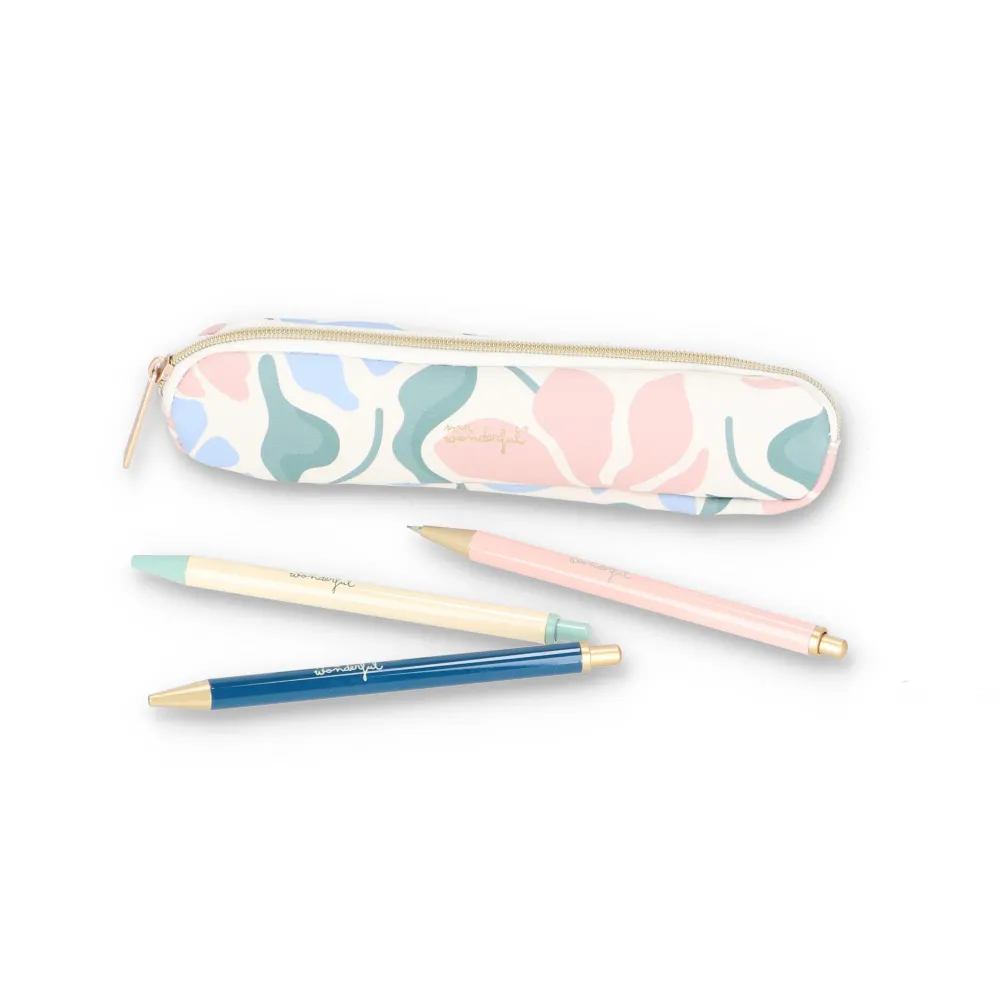 Kit Completo Conjunto De Escrita - Estampa De Flores