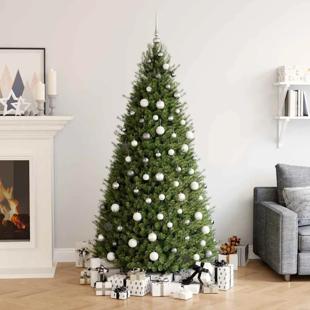 Conj. de bolas de natal 120 pcs + pico e 300 LEDs branco/cinza