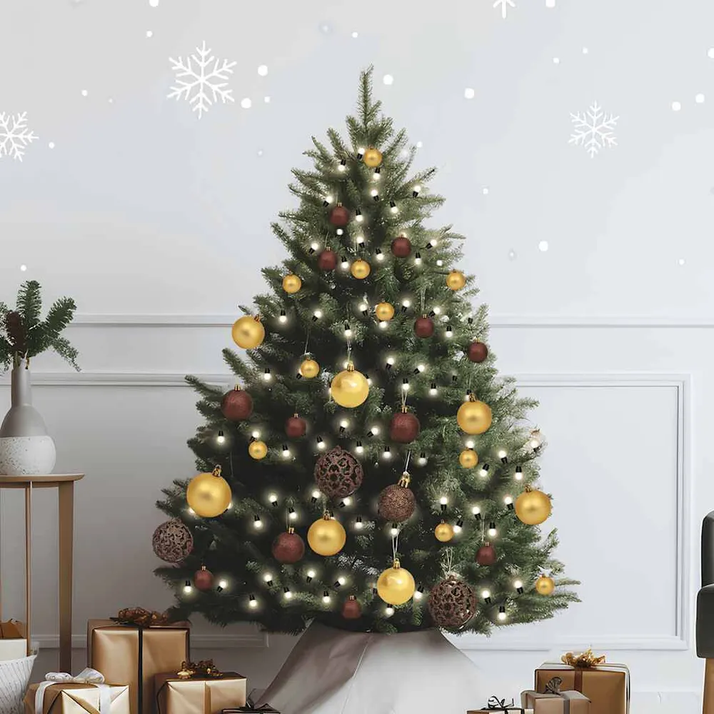 Conj. de bolas de natal 61pcs com pico e 150 LEDs dourado/bronze