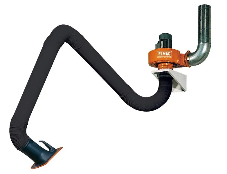 Conjunto de exaustão de ar ELMAG com braço extrator de 3m em design de tubo, comprimento: 3m, Ø 150 mm (sem filtro) ventil...