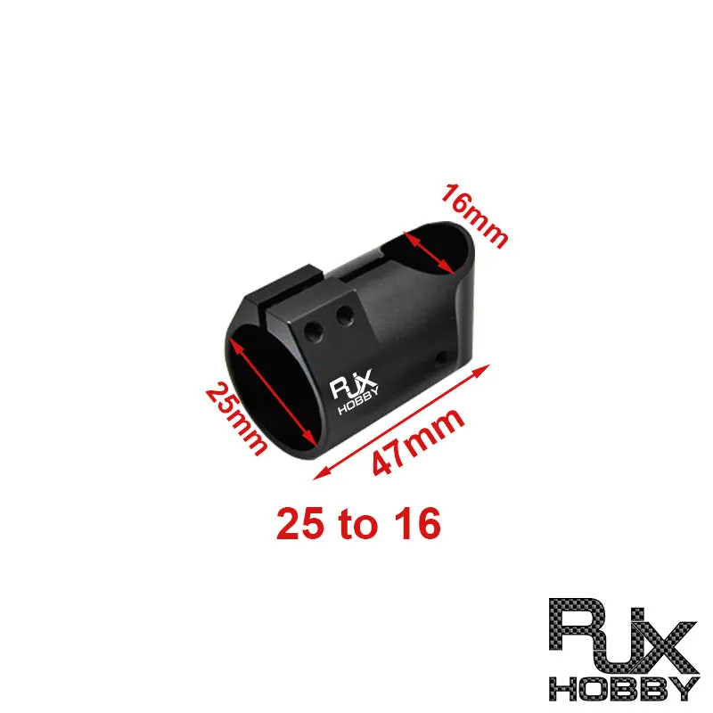 Rjxhobby tee tripé conector braçadeira 25mm 16mm clipe de tubo de trem de pouso para quadcopter multicopter modelo diy avião