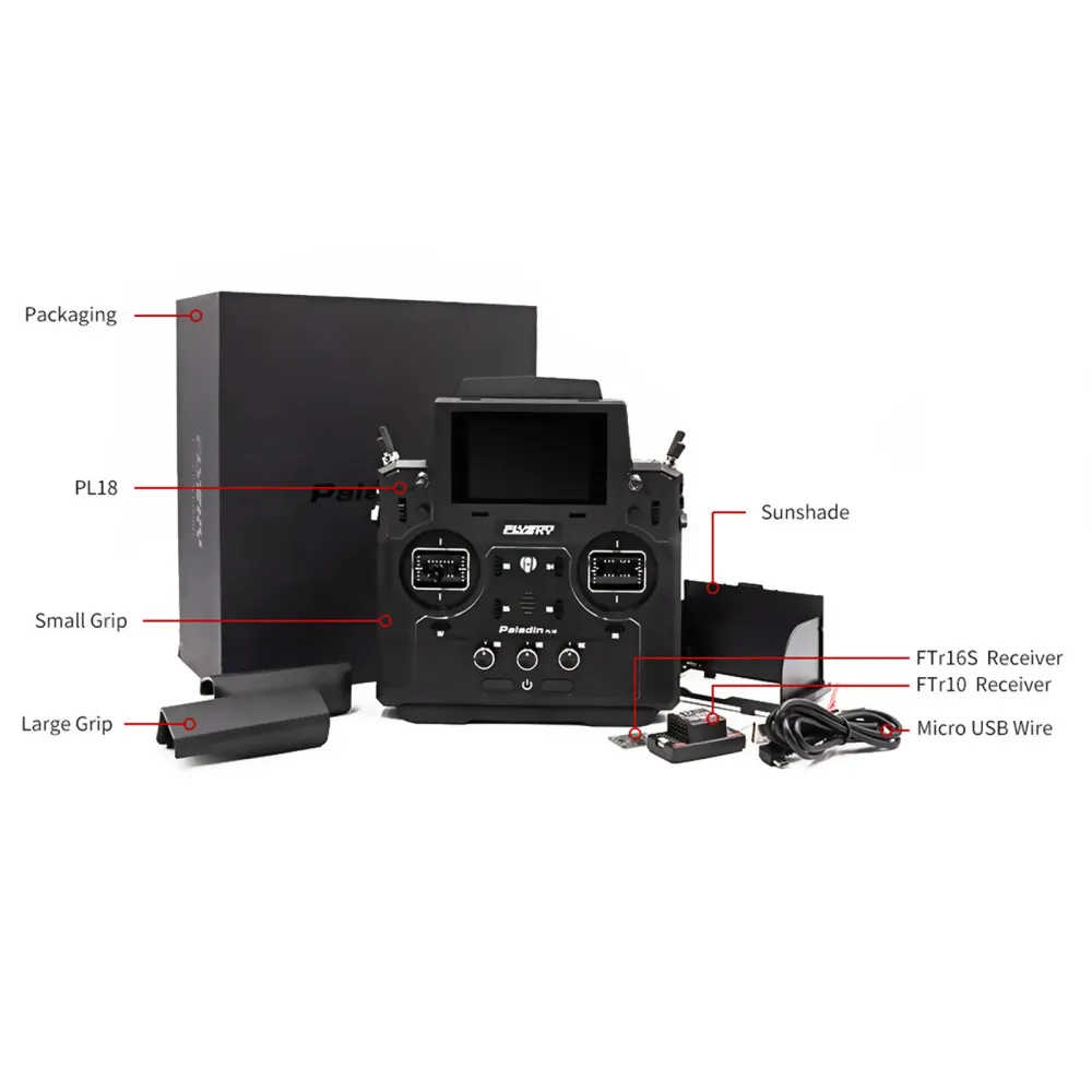 Transmissor Flysky Paladin PL18 2.4G 18CH com receptor FTr10 FTr16S