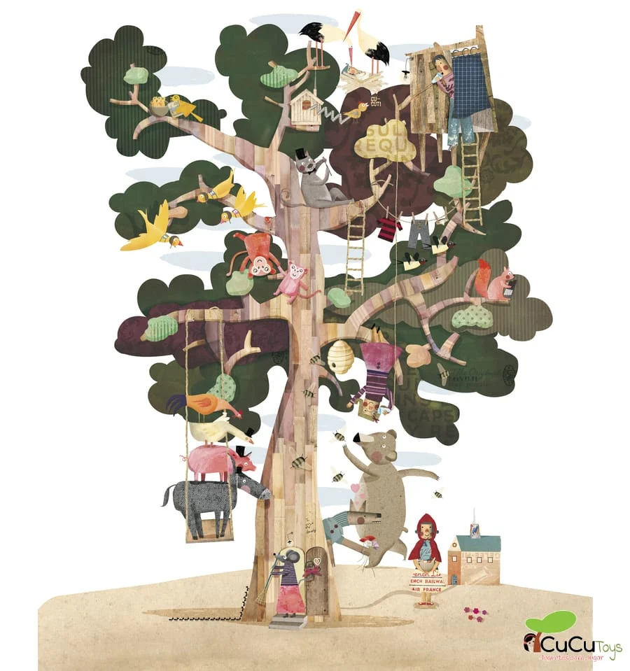Juntas Homocinéticas My Tree, 50-piece dupla face silhouette puzzle