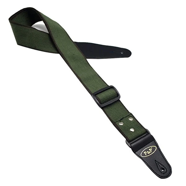 Correia Cinta Strap Algodão Ajustável - Folk, Electrica, Ukelele, Clássica - Verde