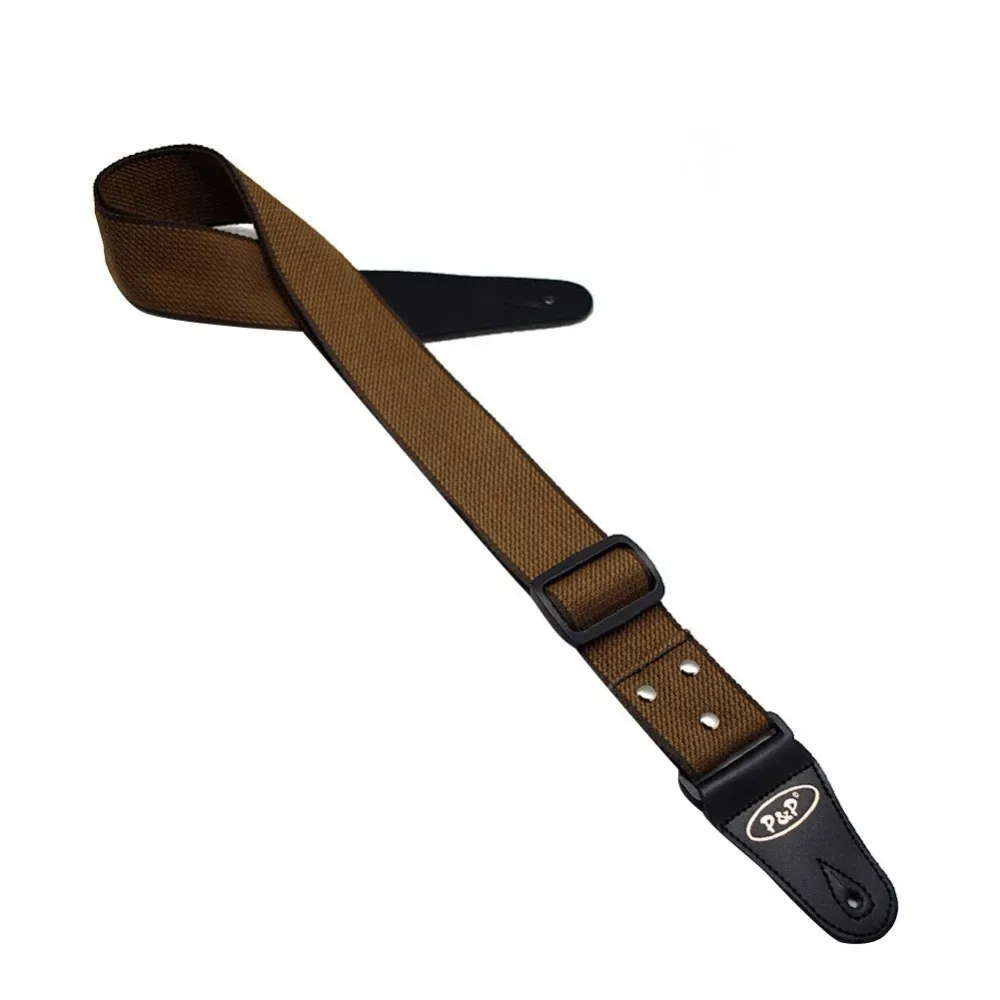 Correia Cinta Strap Smooth Cotton Algodão Ajustável - Folk, Electrica, Ukelele, Clássica - Castanho Claro