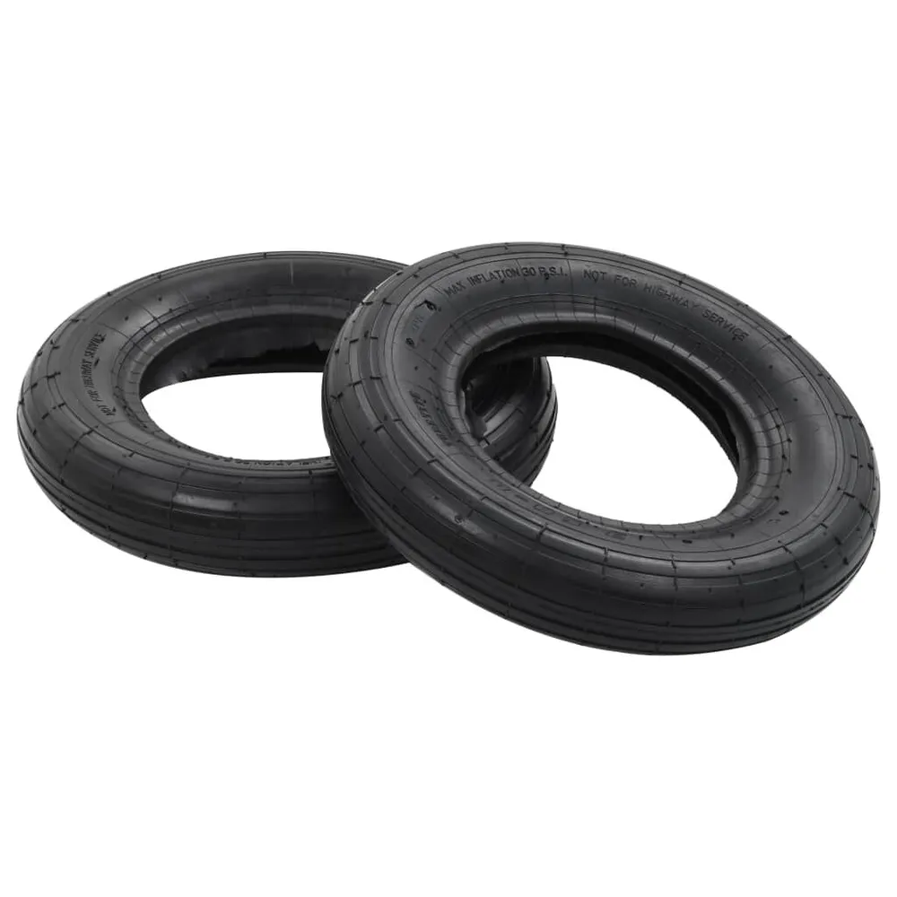 Conj. pneus e câmaras para carrinho mão 4 pcs 3.50-8 4PR borracha