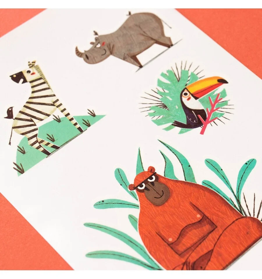 Adesivo Removível Jungle Tattoos, 10 jungle decals