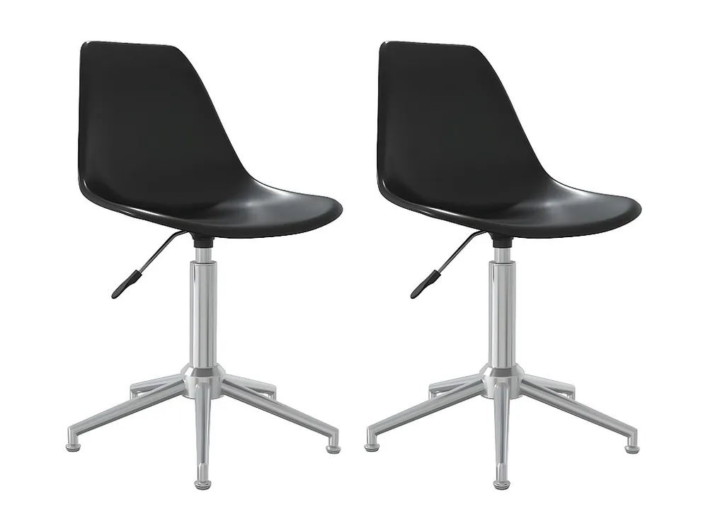 Cadeiras de jantar giratórias 2 pcs PP preto em Madeira Compensada