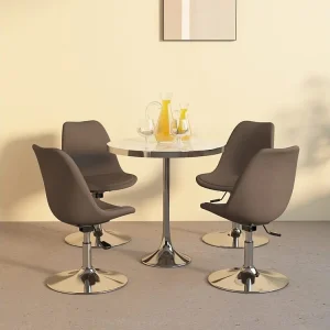 Cadeiras de jantar giratórias 4 pcs tecido cinzento-acastanhado (Kit Completo)