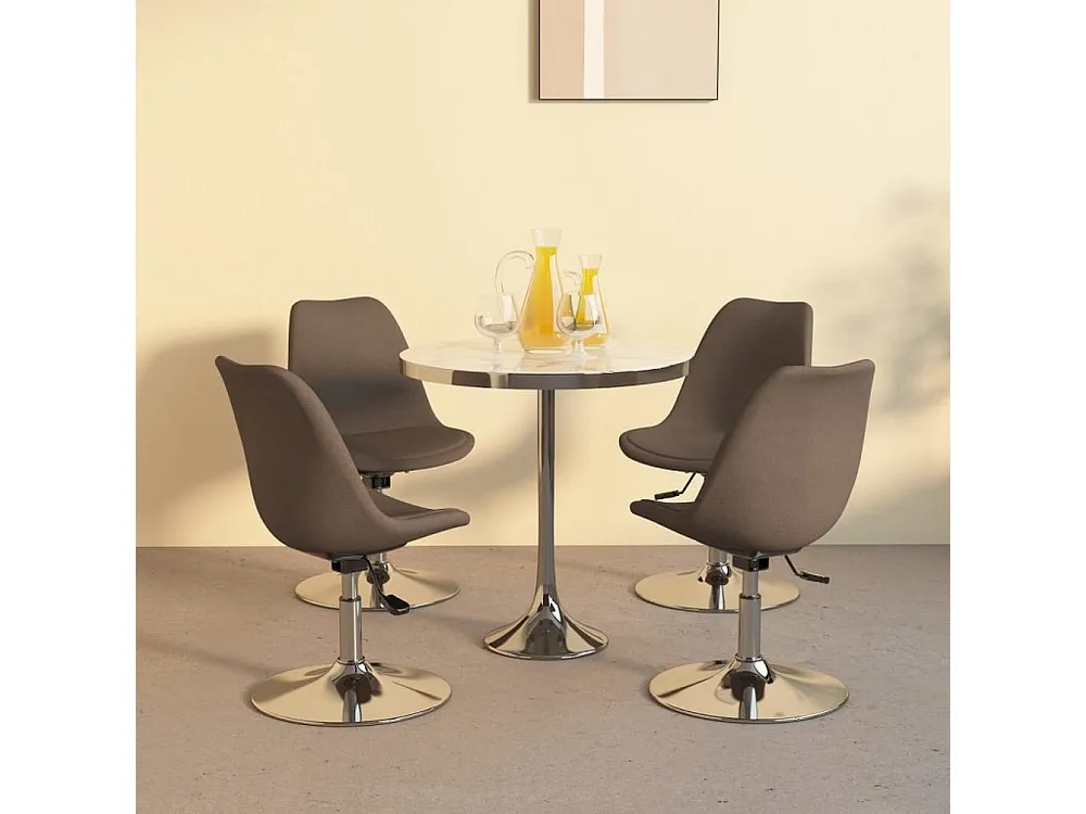 Cadeiras de jantar giratórias 4 pcs tecido cinzento-acastanhado (Kit Completo)