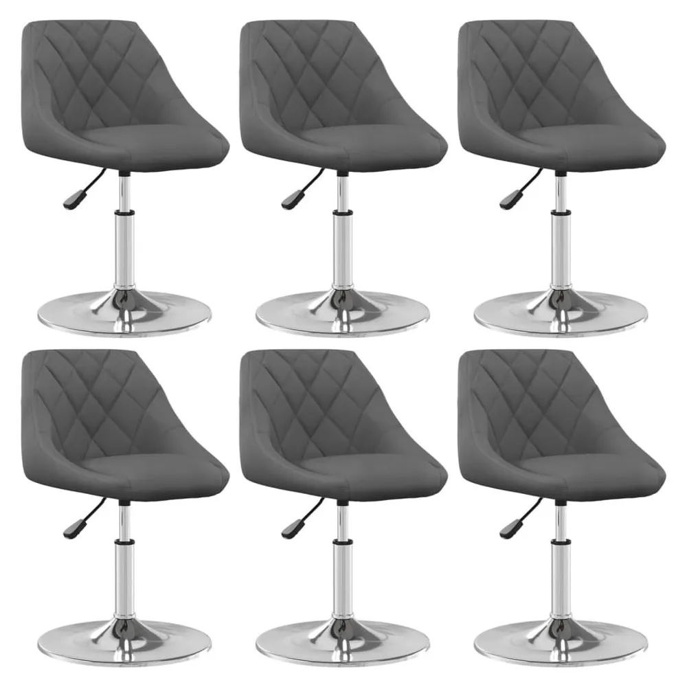 Cadeiras de jantar giratórias 6 pcs veludo cinzento-escuro com Dimensões Ajustáveis