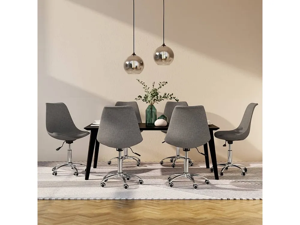 Organizador para RV Cadeiras de jantar giratórias 6 pcs tecido cinzento-claro