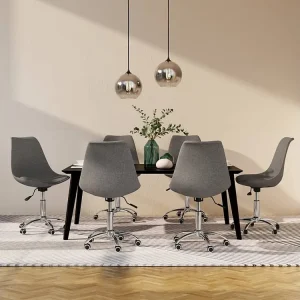 Organizador para RV Cadeiras de jantar giratórias 6 pcs tecido cinzento-claro