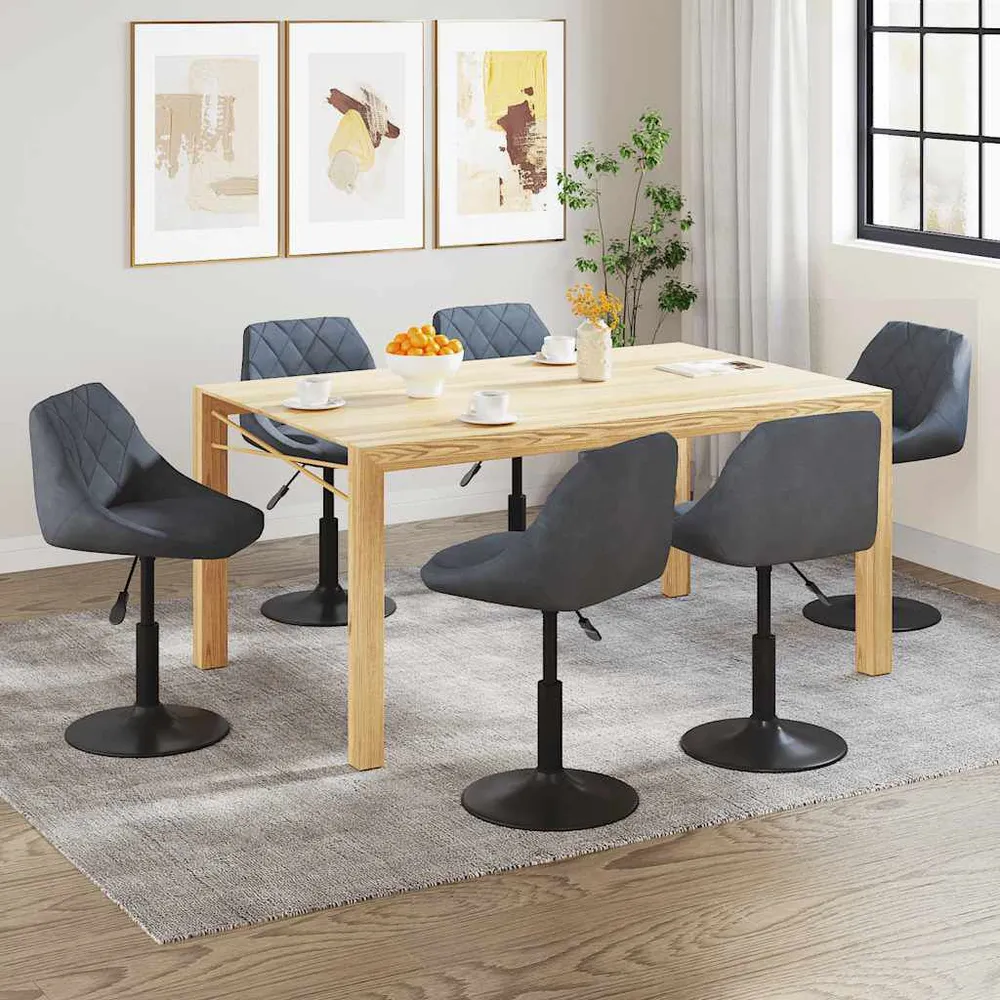 Resistente para Viagem Cadeiras de jantar giratórias 6 pcs veludo cinzento-escuro