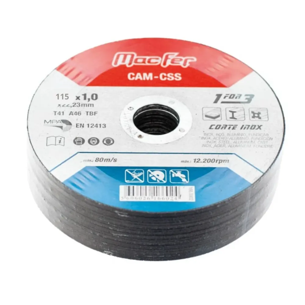 Disco abrasivo corte inox CAM-CSS 115mm 50 Unidades
