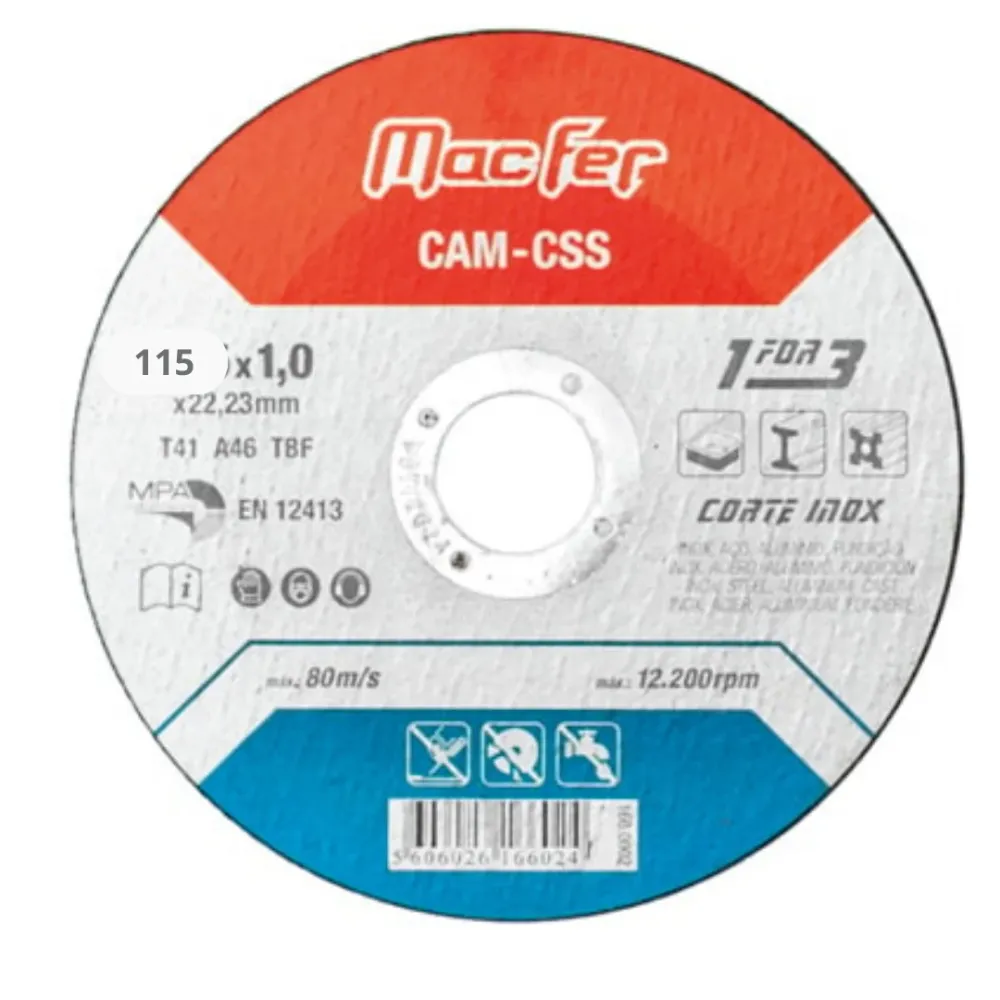 Disco abrasivo corte inox CAM-CSS 115mm 50 Unidades