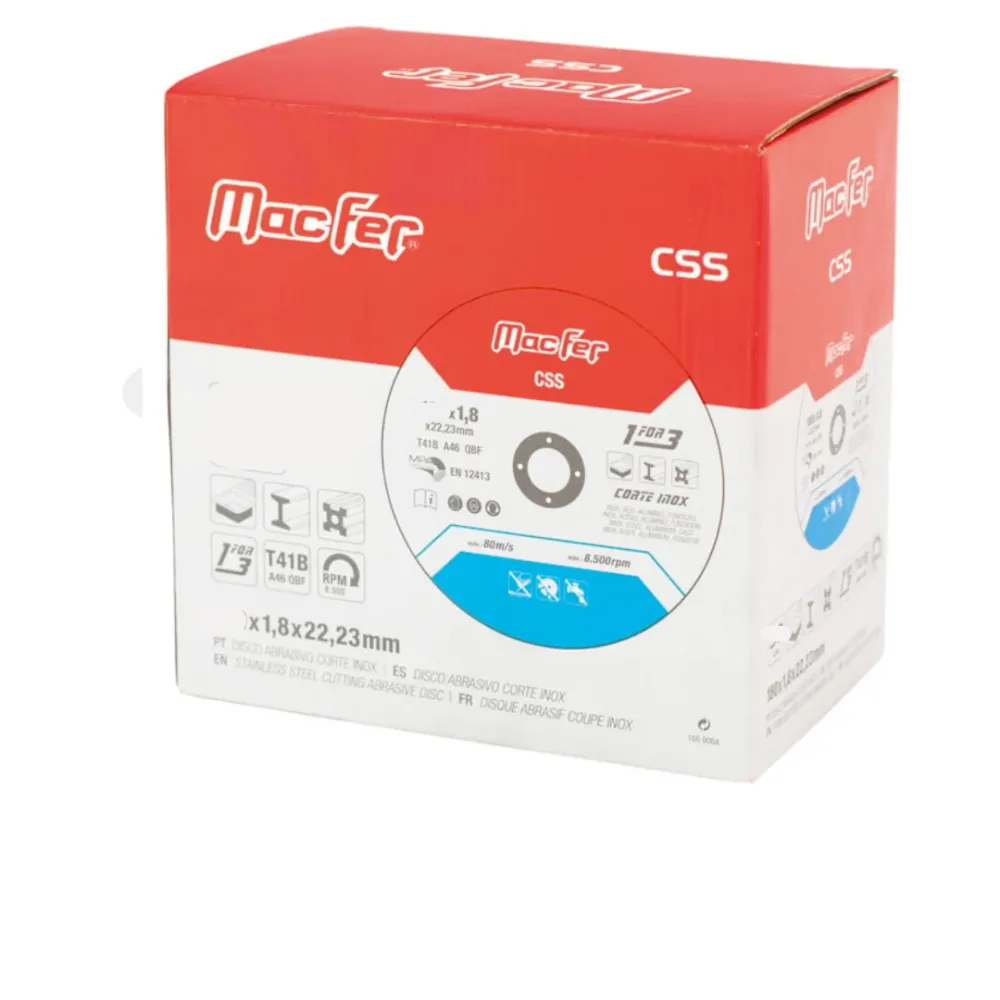 Disco abrasivo corte inox CSS 230mm 10 unidades