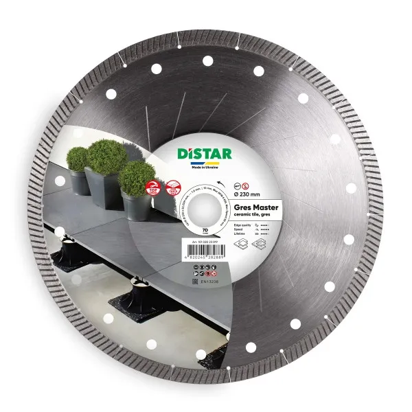 Disco de corte diamantado Distar 1A1R 230X22.23/H Gres Master, 81120528026 (Kit Profissional)