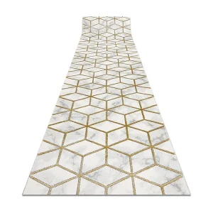 Passadeira EMERALD exclusivo 1014 glamour, à moda cubo creme / ouro 80x570 cm