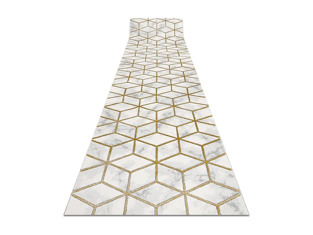 Passadeira EMERALD exclusivo 1014 glamour, à moda cubo creme / ouro 80x570 cm