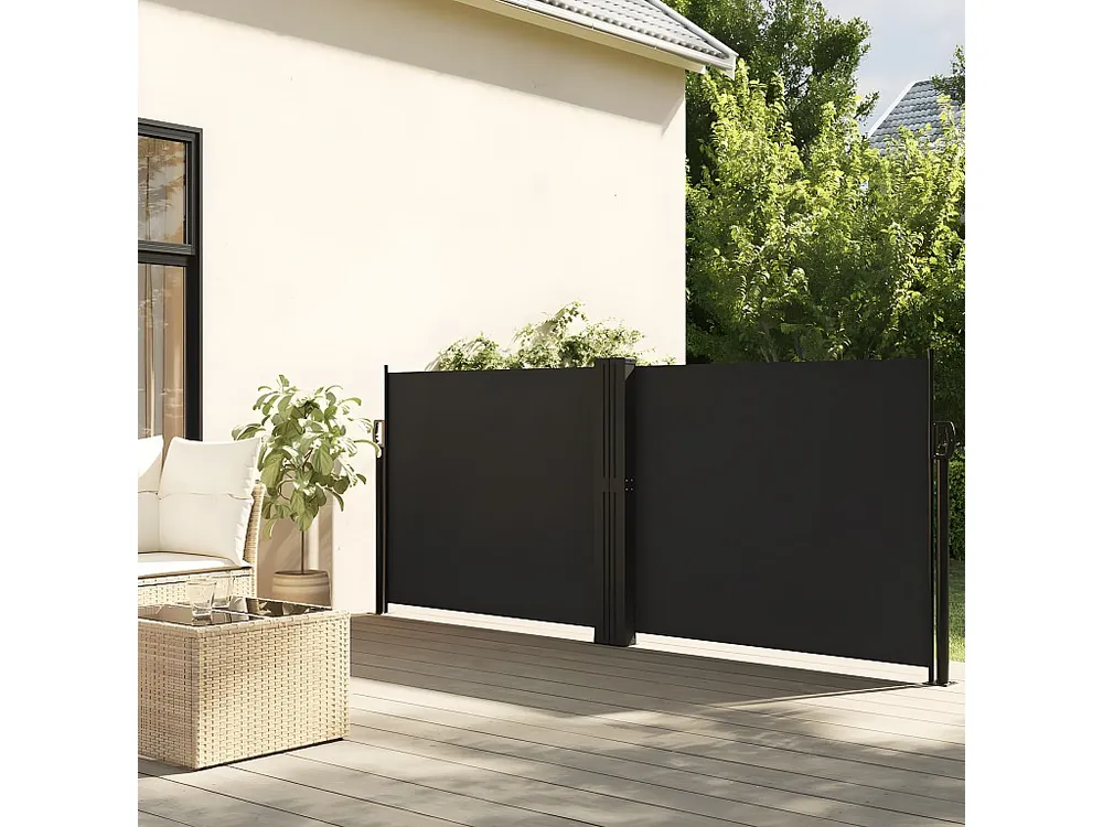 Toldo lateral retrátil 140x600 cm preto