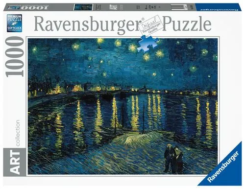 Óleo de Transmissão Puzzle Art Collection Van Gogh: Noite Estrelada Rodano - 1000 Peças - Ravensburger