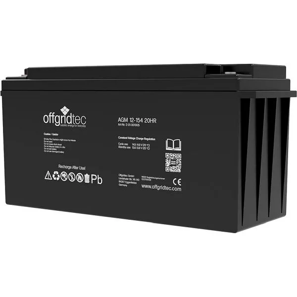 Offgridtec AGM 154Ah 20HR 12V - bateria solar bastante à prova de ciclo, 2-01-001005