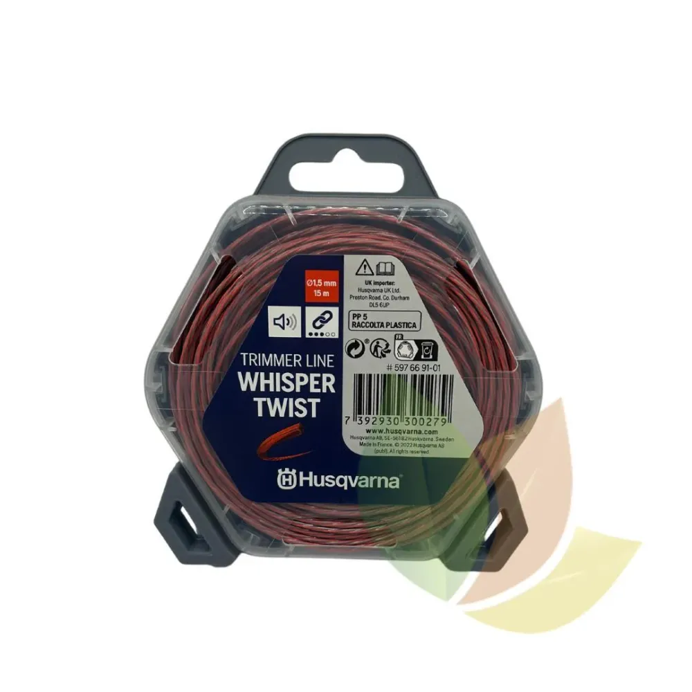 Rolo 15M Fio Náilon Husqvarna Whisper Twist 1.5mm