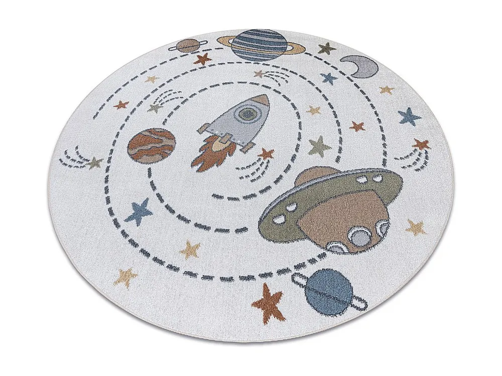 Tapete BONO 8288 círculo Espaço, planetas creme / antracite cercle 140 cm