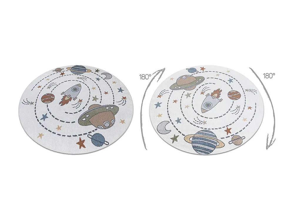 Tapete BONO 8288 círculo Espaço, planetas creme / antracite cercle 140 cm