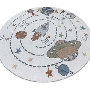 Tapete BONO 8288 círculo Espaço, planetas creme / antracite cercle 140 cm