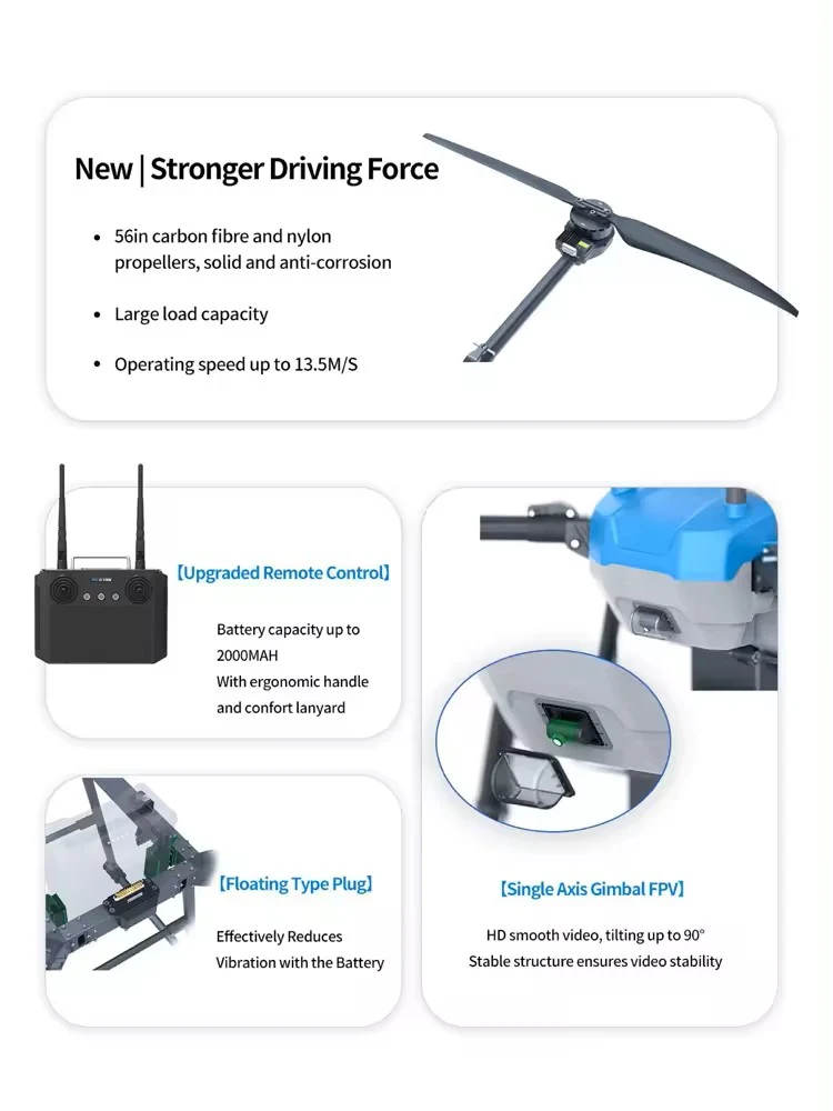 Zangão agrícola de AGR B100 - 50L que pulveriza 70L que espalha o tanque de decolagem 105KG Agri Drone com H12 Pro, bateri...