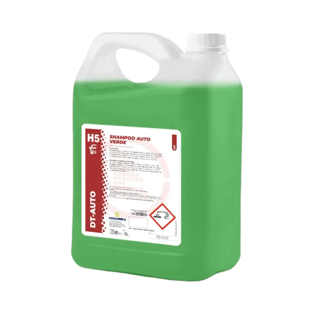 Cera Líquida Automotiva Egiquímica H5 DT-Auto – Shampoo Neutro Verde para Lavagem Tradicional de Automóveis