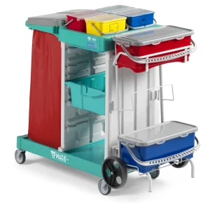 TTS Carro Limpeza Magic 730B – Porta-Sacos 120 L, Arrumação e Lavagem com Pré-Imersão