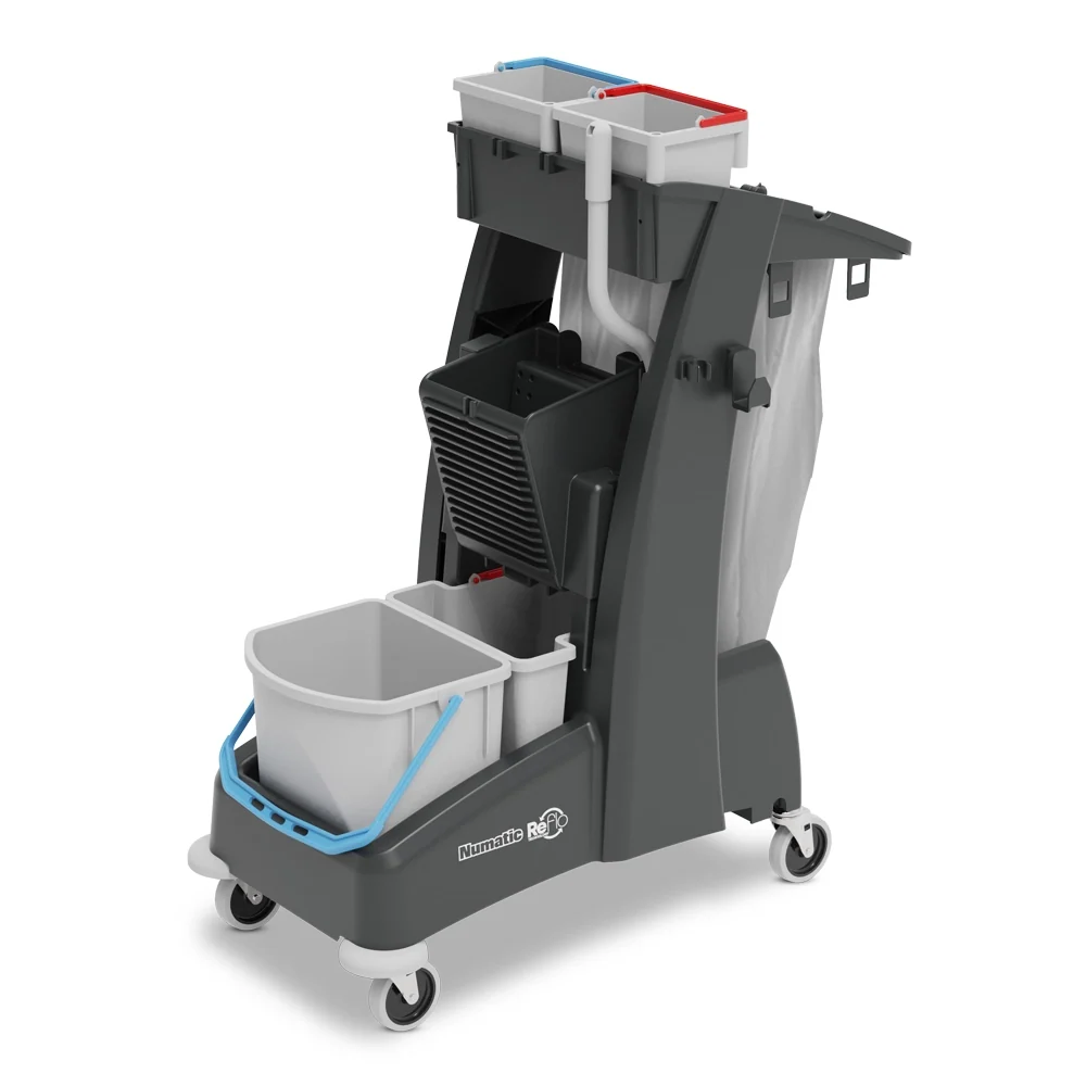 NUMATIC MULTI-Matic MM4 – Carro de Limpeza Compacto com Prensa Vertical, Depósito de Resíduos de 70L e 2 Baldes de 5L