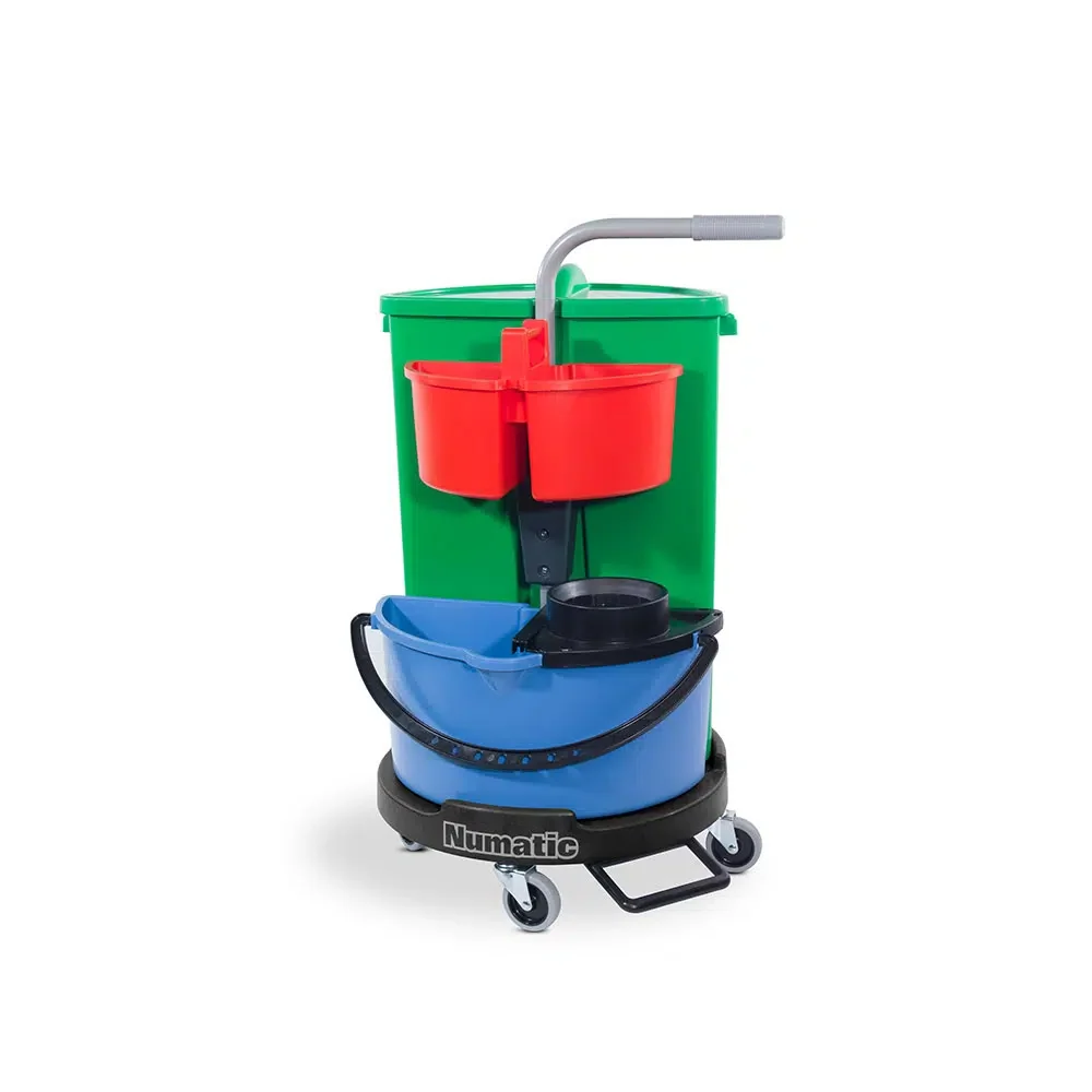 NUMATIC NC1R ReFlo – Carro de Limpeza Profissional com Tampa Giratória, Baldes 4L + 14L com Espremedor e Contentor de Lixo...