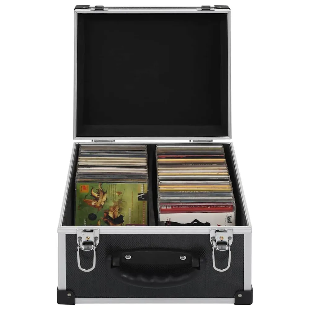 Organizador de Porta Estojo para 40 CDs alumínio ABS preto