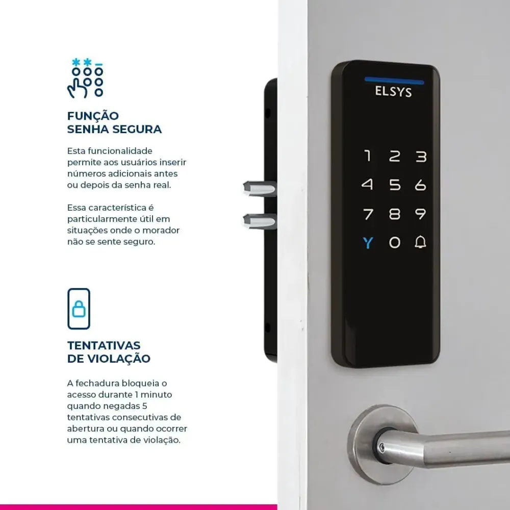 Fechadura Digital de Sobrepor ELSYS, Com Senha, Preto