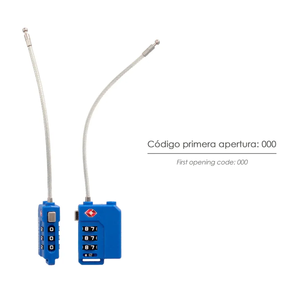 Cadeado de seguranç TSA de 3 dígitos para bagagem com cabo de ço. Cadeado de combinação para malas, viagens, mochilas e se...