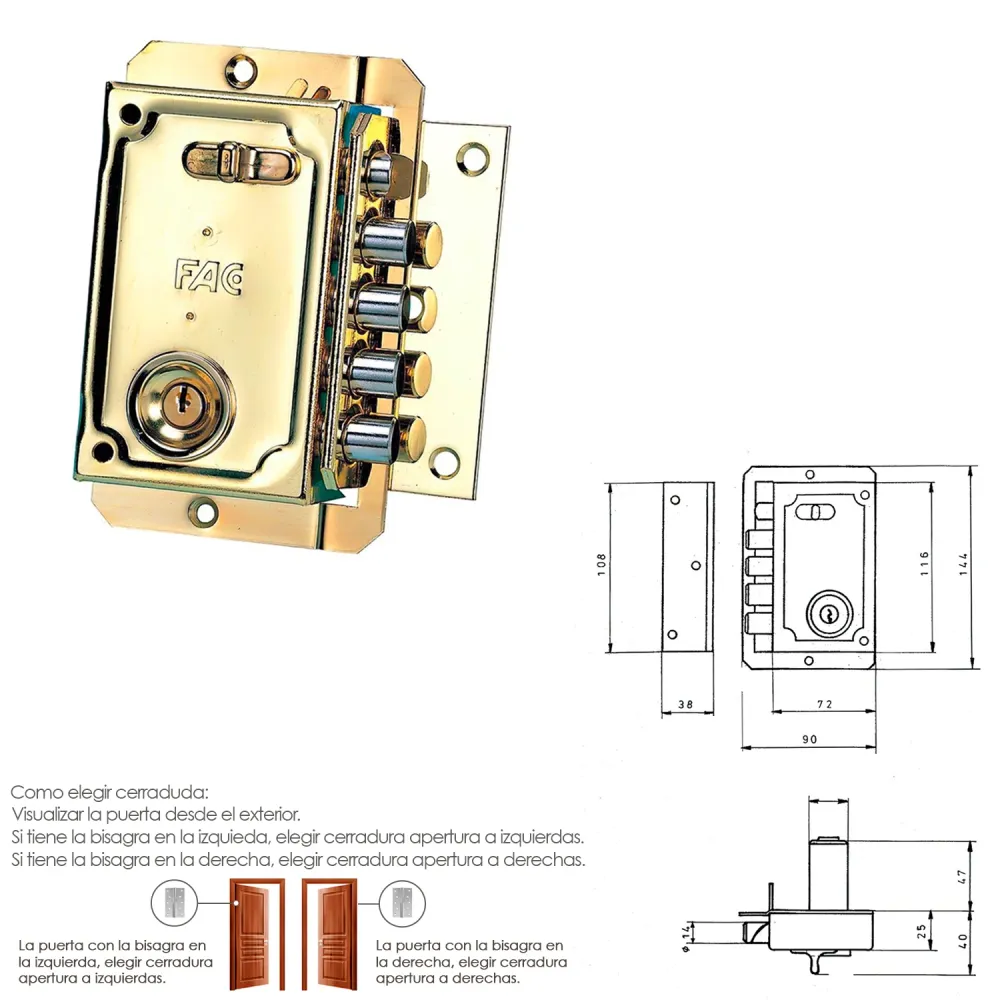 Fac S 90 Gold Right Lock