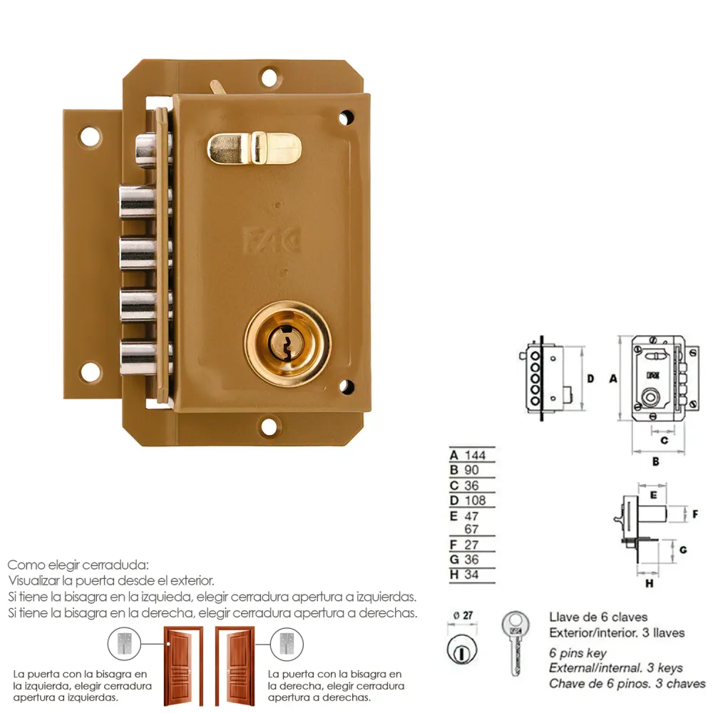 Fac S 90 Lock Cilindro Esquerdo Pintado 70