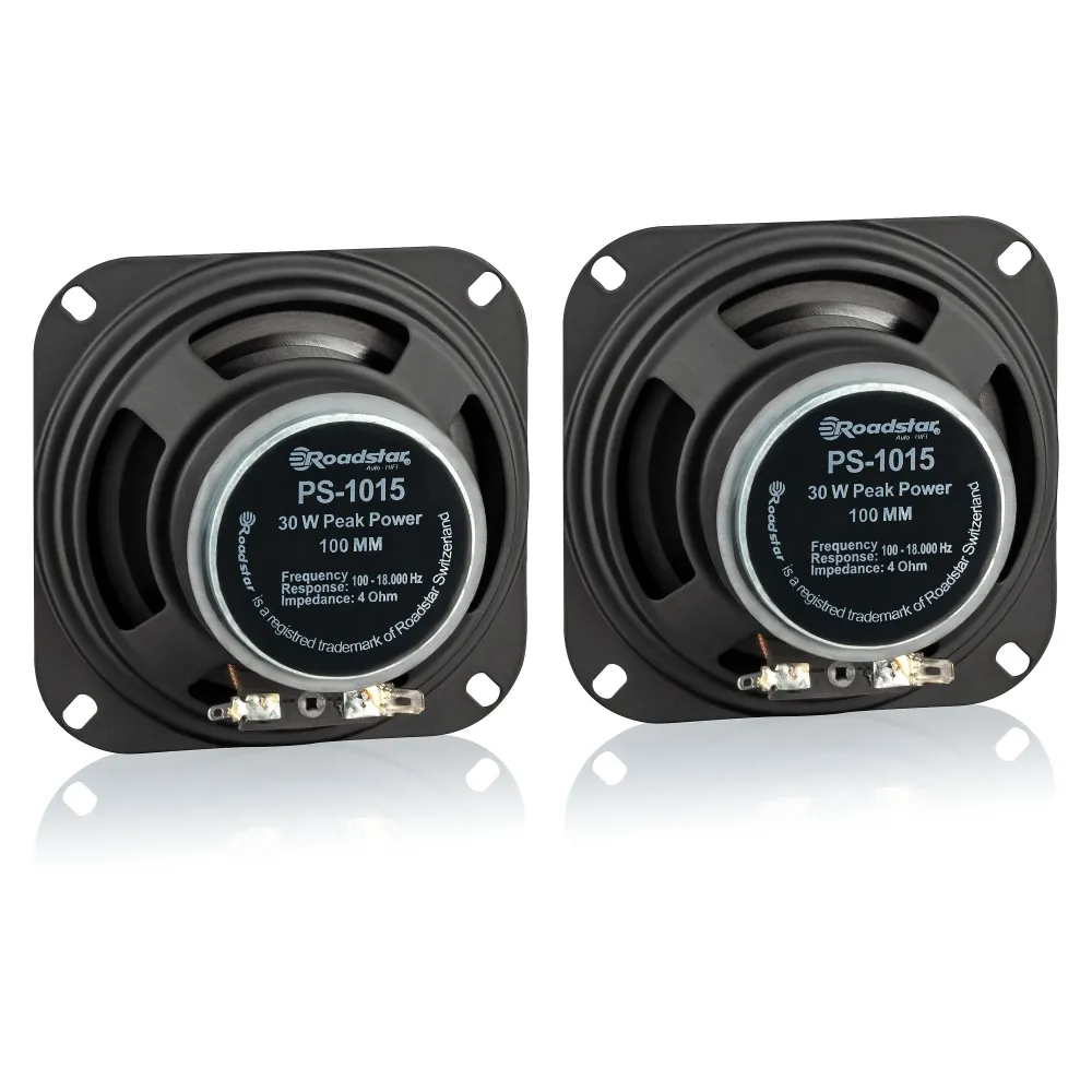 Colunas Auto Roadstar PS-1015 | 30W, 100-18000 Hz, Ø100 mm com Estojo Protetor