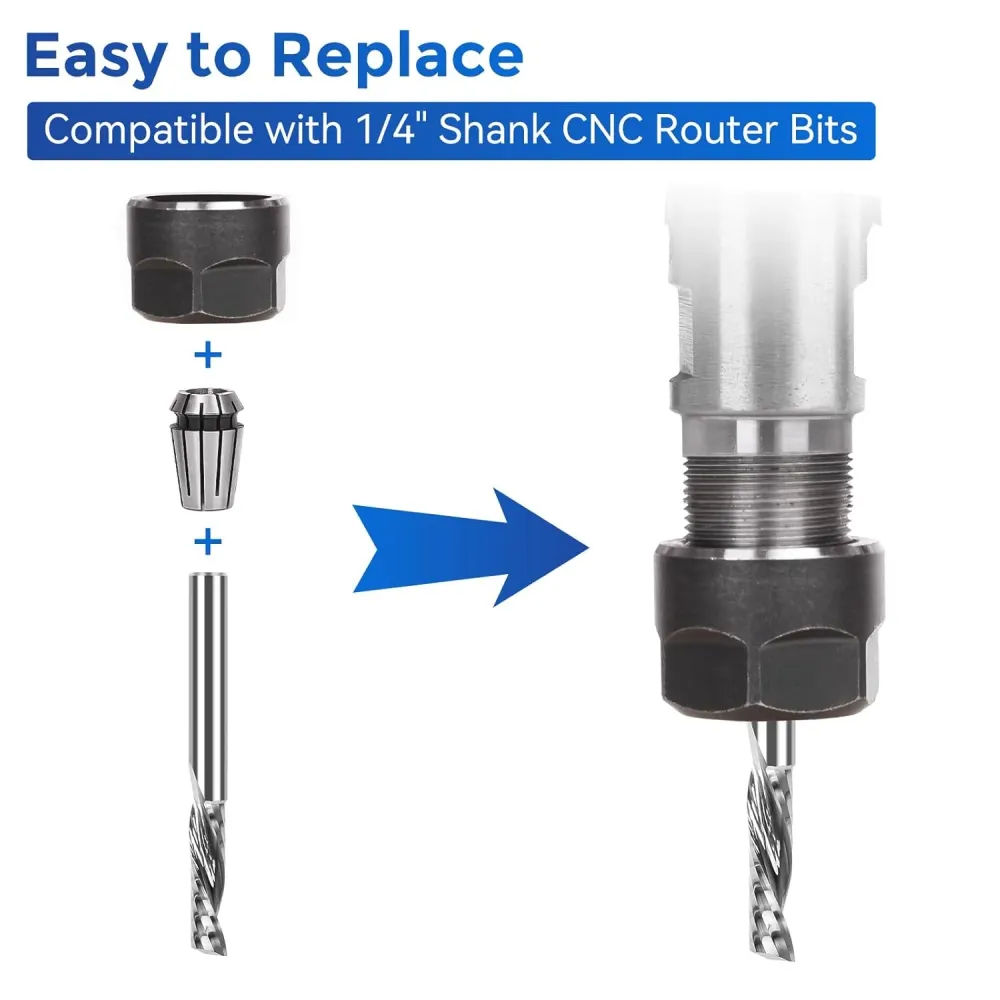 5PCS Single Flute End Mill 1/4”Shank, Upcut CNC Spiral Router Bit Aluminum Plastic Acrylic PVC