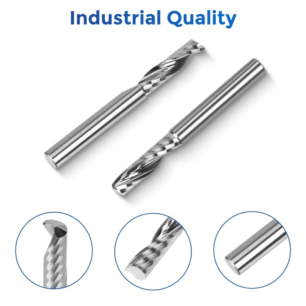 5PCS Single Flute End Mill 1/4”Shank, Upcut CNC Spiral Router Bit Aluminum Plastic Acrylic PVC