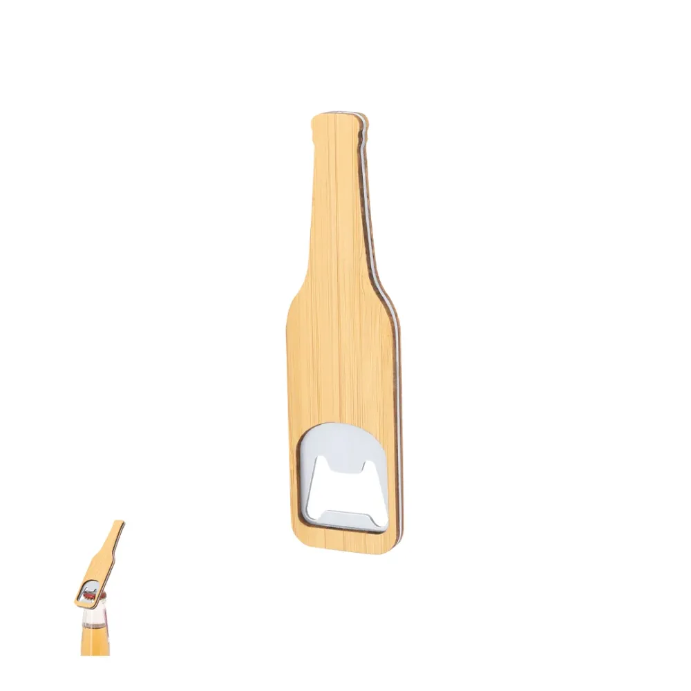 Abridor de Garrafas em Bambu e Metal Elegante