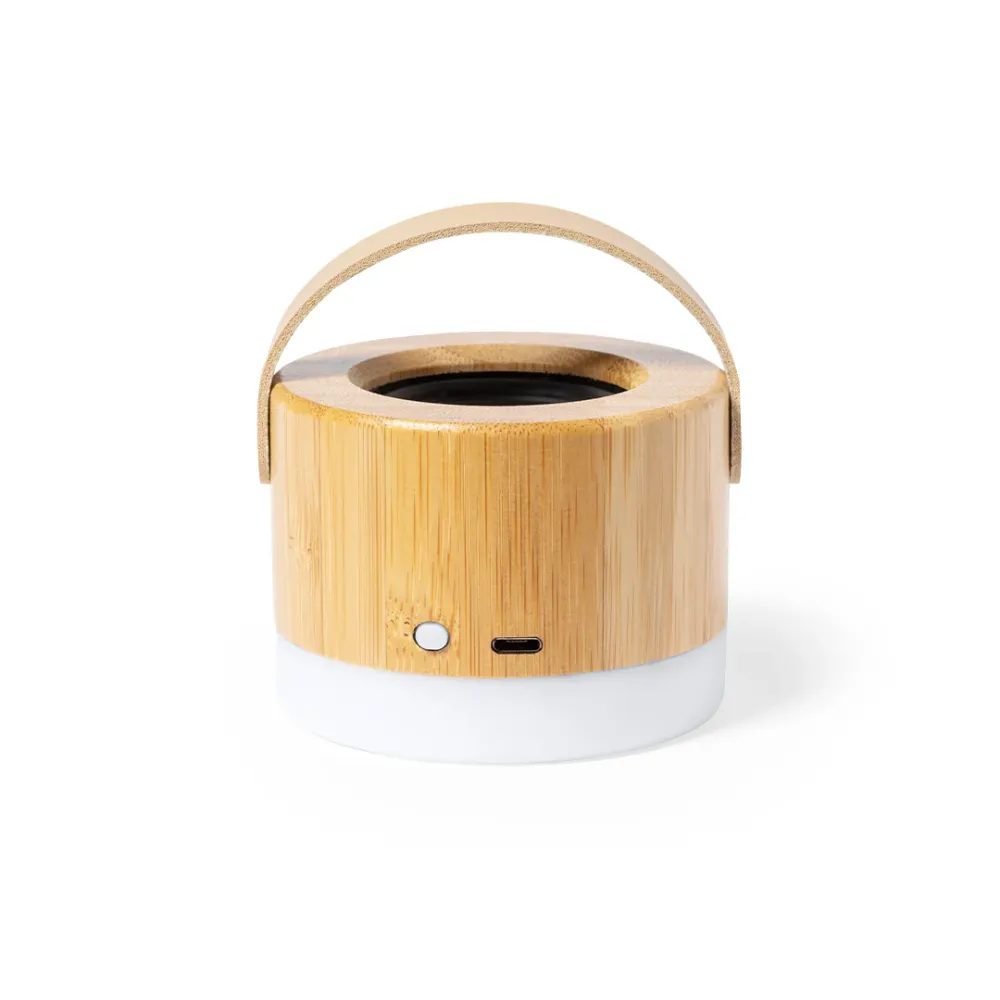 Altifalante Bluetooth Compacto em Bambu com LED