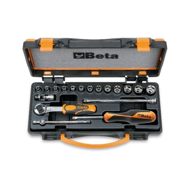 Assortimento di 13 chiavi bussola esagonali e 5 accessori cassetta di lamiera Beta 900/C13-5